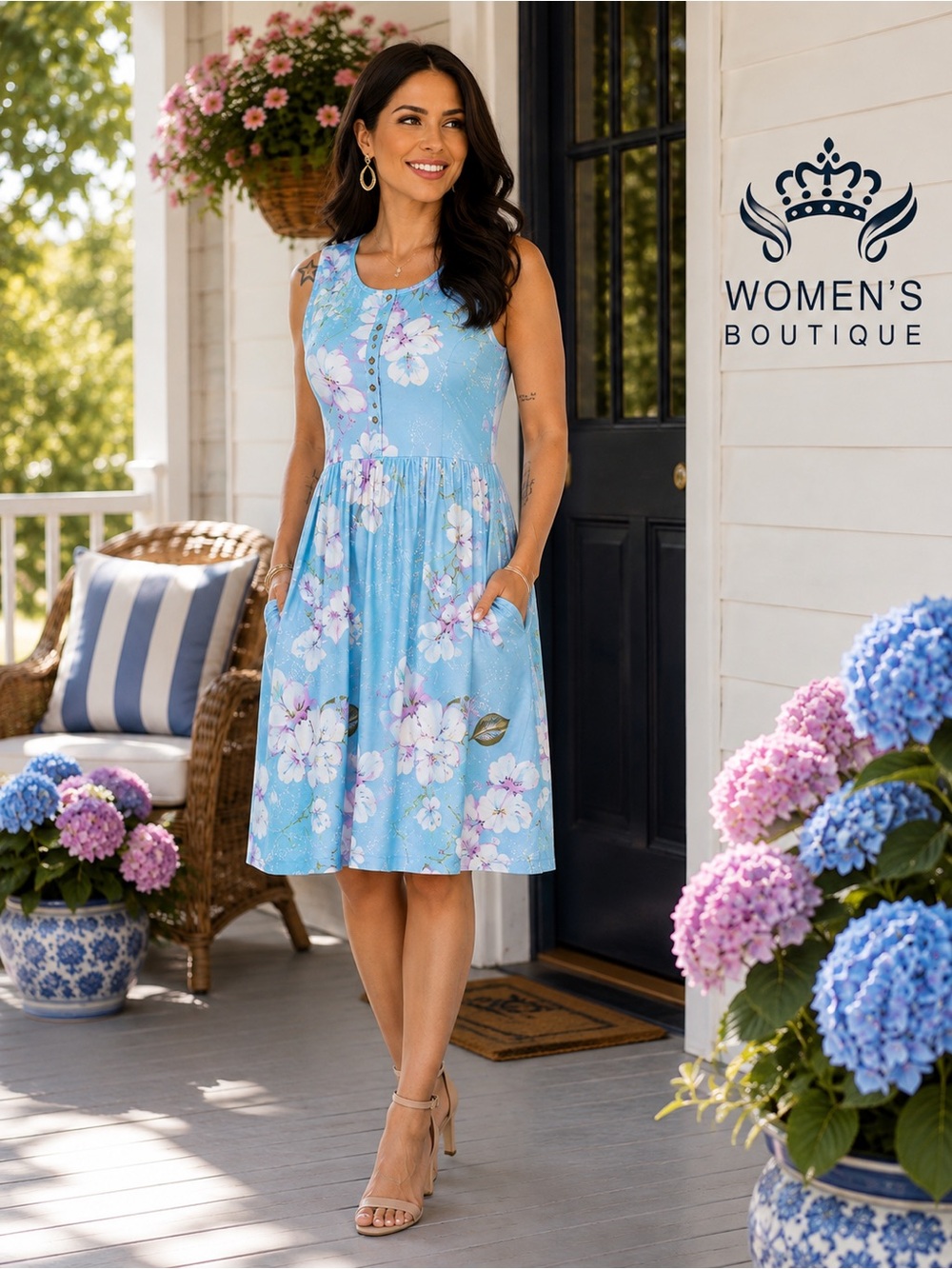 NWT, Woman’s Boutique, Beautiful, Easy Dress, Pockets,Soft Colors,Soft,Size XL